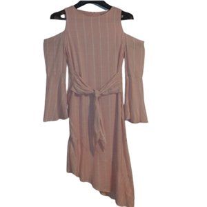 NWT Belle Sky Pink Striped Cold Shoulder Dress